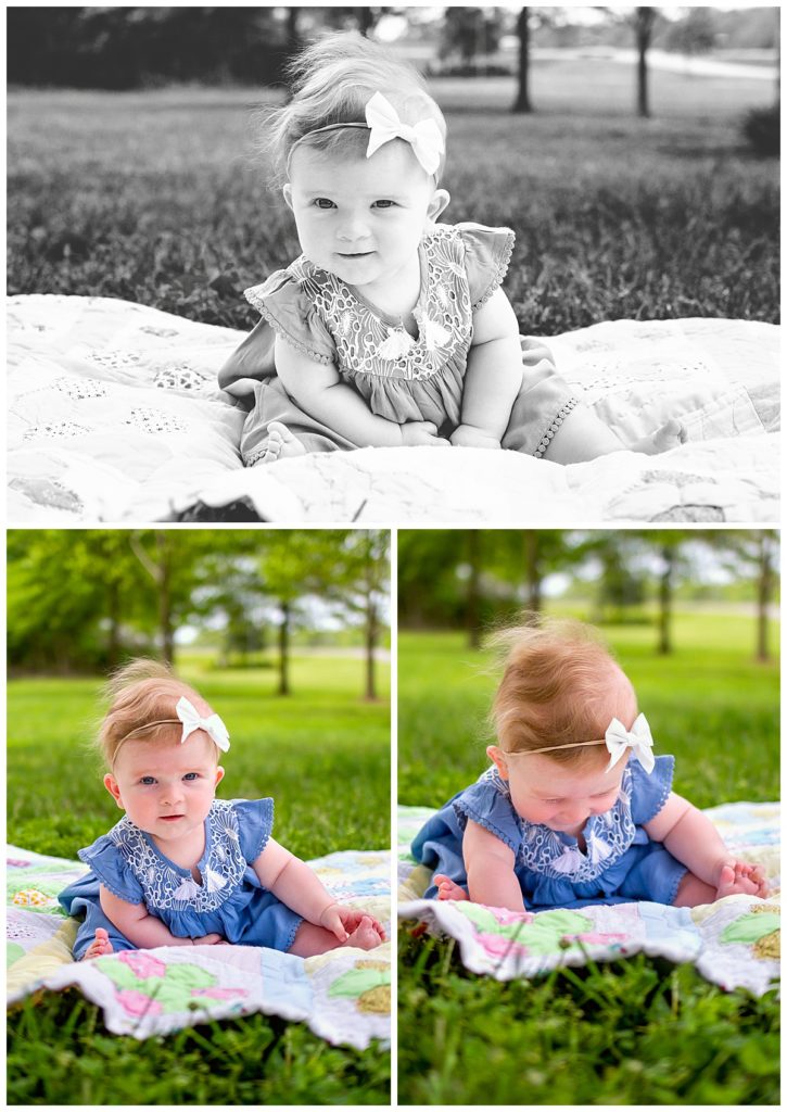 little girl on blanket at pinkerton park 